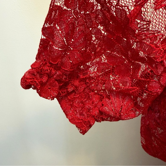 NWT Draper James Womens XXL Red Long Sleeve Dress Lace Overlay Holiday Neck Tie - Picture 8 of 14